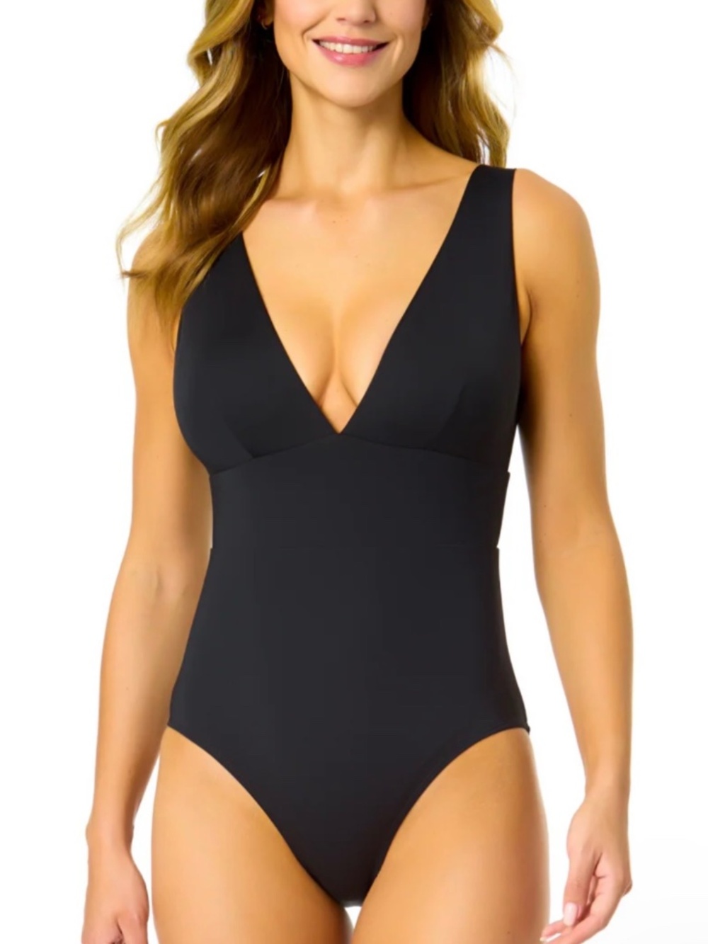 Anne Cole 'Live in Color' black one piece swimsuit size 12